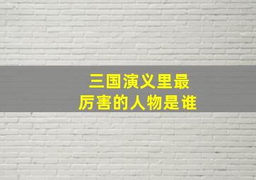 三国演义里最厉害的人物是谁