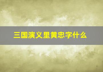 三国演义里黄忠字什么