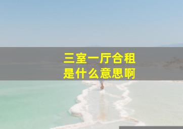 三室一厅合租是什么意思啊