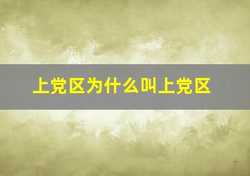 上党区为什么叫上党区