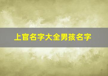 上官名字大全男孩名字