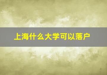 上海什么大学可以落户