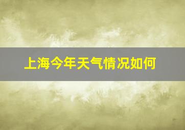 上海今年天气情况如何