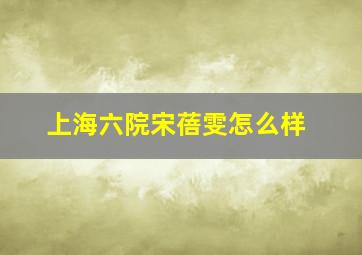 上海六院宋蓓雯怎么样