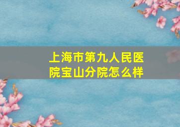 上海市第九人民医院宝山分院怎么样