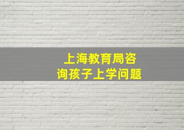 上海教育局咨询孩子上学问题