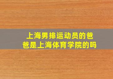 上海男排运动员的爸爸是上海体育学院的吗