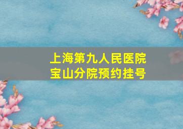 上海第九人民医院宝山分院预约挂号