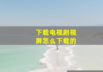 下载电视剧视屏怎么下载的