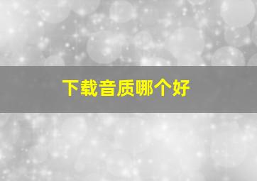 下载音质哪个好