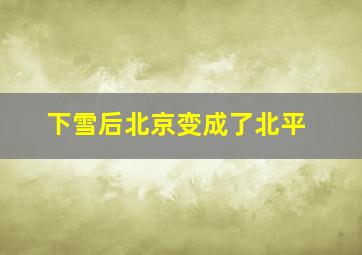 下雪后北京变成了北平