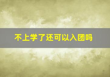 不上学了还可以入团吗