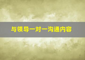 与领导一对一沟通内容