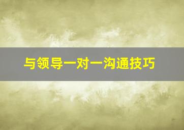 与领导一对一沟通技巧