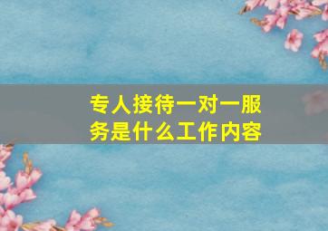 专人接待一对一服务是什么工作内容