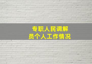 专职人民调解员个人工作情况