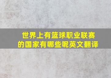 世界上有篮球职业联赛的国家有哪些呢英文翻译