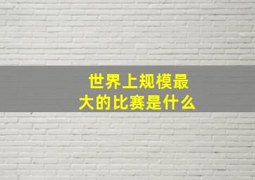 世界上规模最大的比赛是什么