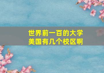 世界前一百的大学美国有几个校区啊