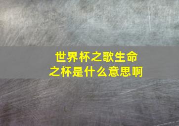 世界杯之歌生命之杯是什么意思啊