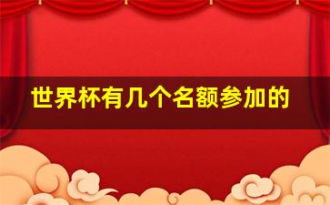 世界杯有几个名额参加的