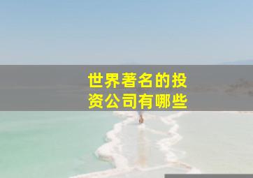 世界著名的投资公司有哪些