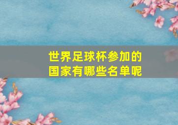 世界足球杯参加的国家有哪些名单呢