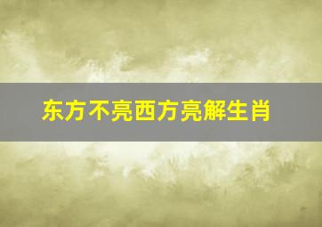 东方不亮西方亮解生肖