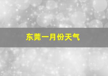 东莞一月份天气