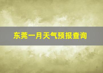 东莞一月天气预报查询