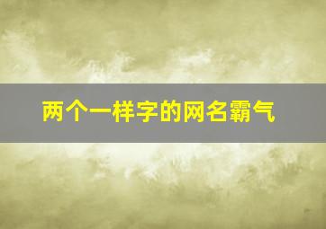 两个一样字的网名霸气