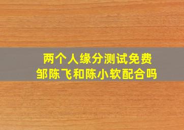 两个人缘分测试免费邹陈飞和陈小软配合吗