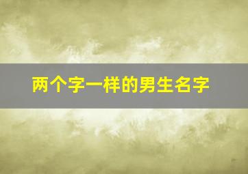 两个字一样的男生名字