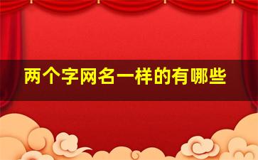 两个字网名一样的有哪些