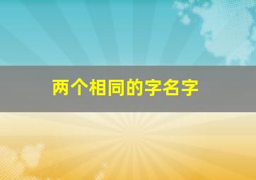 两个相同的字名字