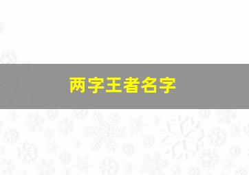 两字王者名字