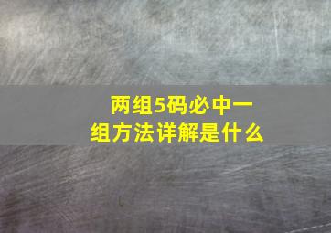 两组5码必中一组方法详解是什么