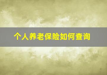 个人养老保险如何查询