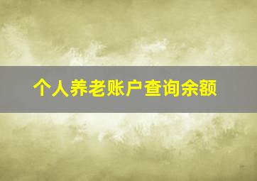 个人养老账户查询余额