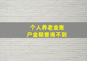 个人养老金账户金额查询不到