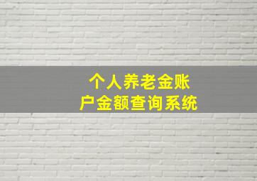 个人养老金账户金额查询系统