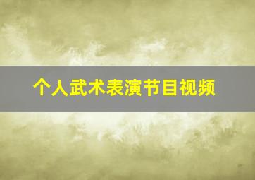 个人武术表演节目视频