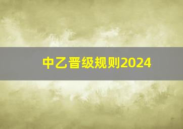 中乙晋级规则2024