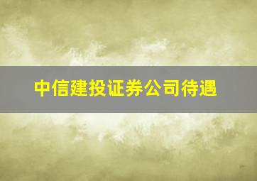 中信建投证券公司待遇