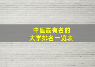 中医最有名的大学排名一览表