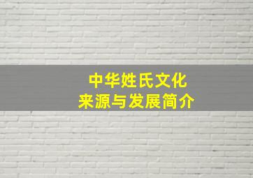 中华姓氏文化来源与发展简介