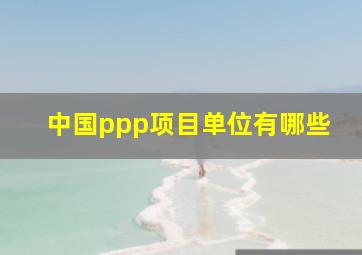 中国ppp项目单位有哪些