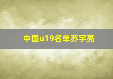 中国u19名单苏宇亮