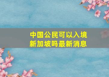 中国公民可以入境新加坡吗最新消息