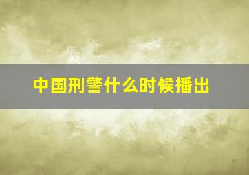 中国刑警什么时候播出